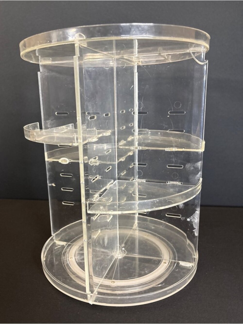 Clear Acrylic Makeup Organizer Storage Carousel With Adjustable Compartments - Picture 3 of 9